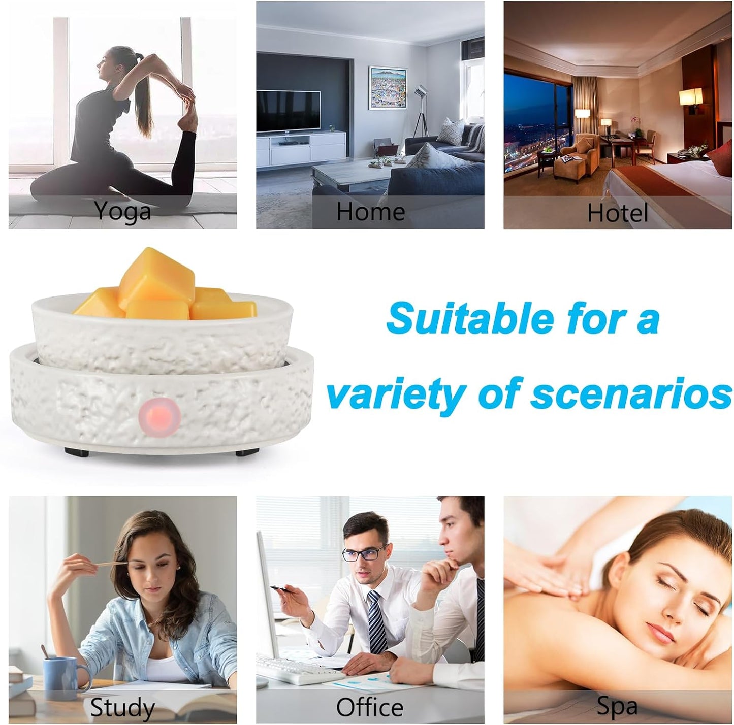 nawaza Ceramic Wax Melt Warmer Fragrance, 3 in1 Electric Candle Wax Warmer,Scented Wax Melt Wax Cubes Melter Fragrance Warmer for Home,Office,Gift(Black)…