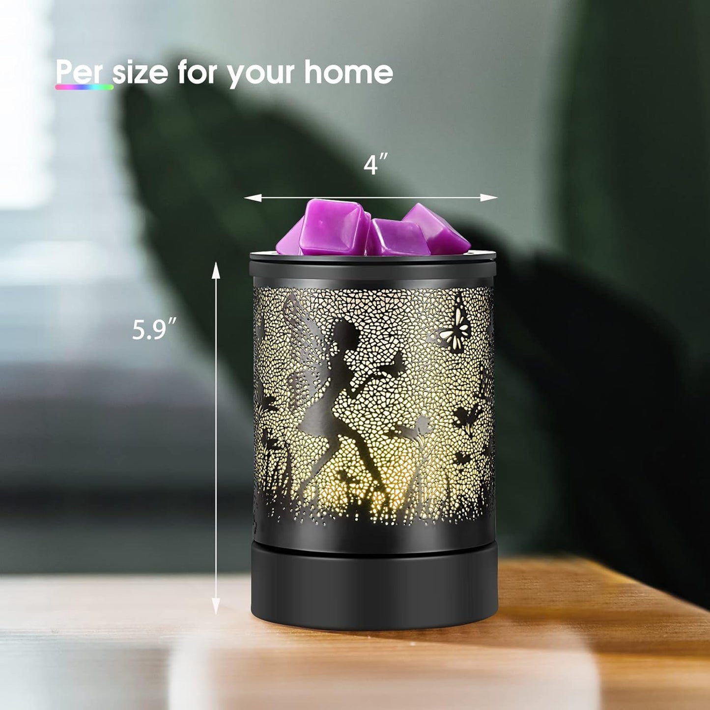 inrorans Sun Moon Star Electric Oil Warmer Black Metal Wax Warmer for Scented Wax with 7 Colors Changing LED nightLight PTC Element Reusable Silicone Liner Scented Wax Warmer for Home Decor…