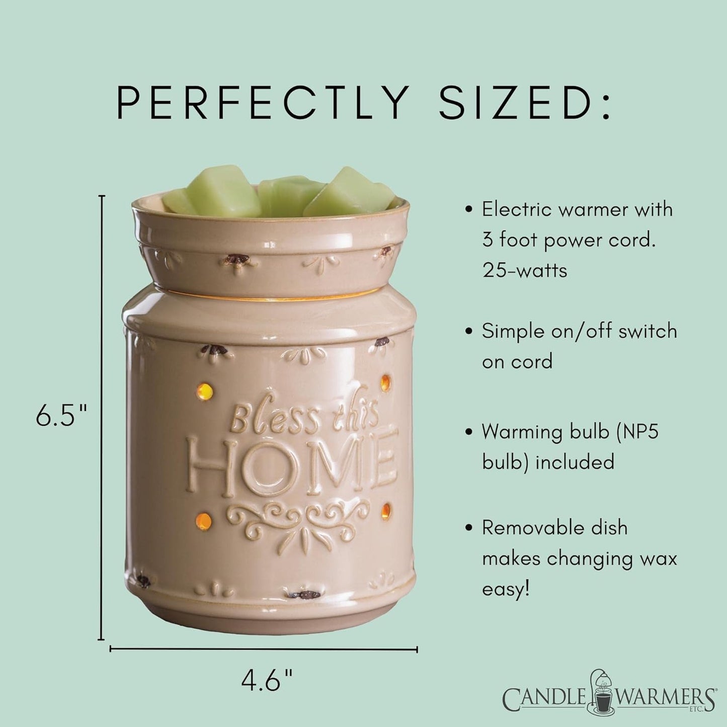 CANDLE WARMERS ETC. Illumination Fragrance Warmer- Light-Up Warmer for Warming Scented Candle Wax Melts and Tarts or Fragrance Oils to Freshen Room, Gothic Skull