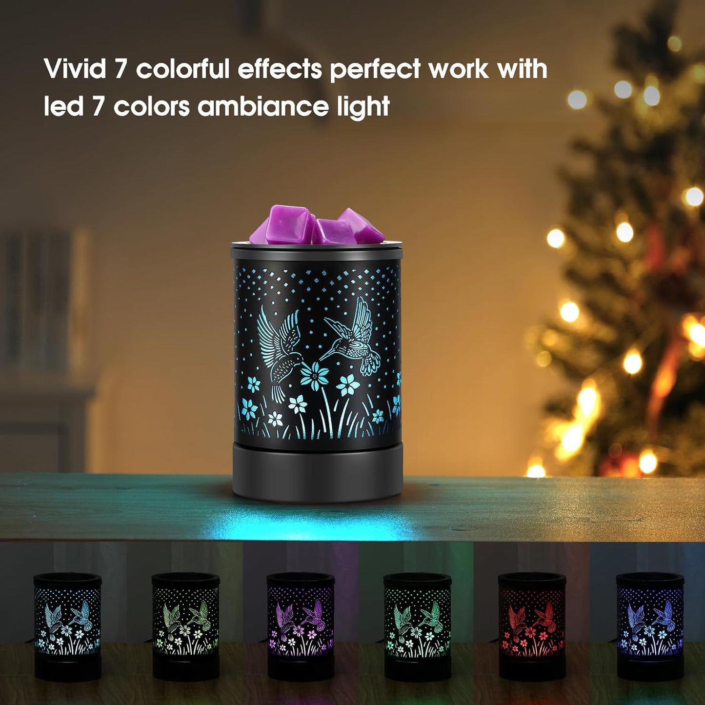 inrorans Sun Moon Star Electric Oil Warmer Black Metal Wax Warmer for Scented Wax with 7 Colors Changing LED nightLight PTC Element Reusable Silicone Liner Scented Wax Warmer for Home Decor…