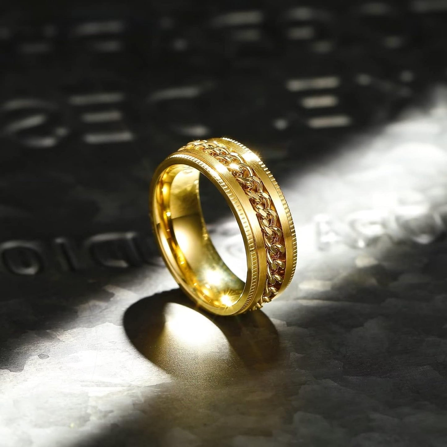 King Will Intertwine 8mm Spinner Ring Stainless Steel Fidget Ring Anxiety Ring for Men Black/Blue/Silver/Gold Fidget Anxiety Ring