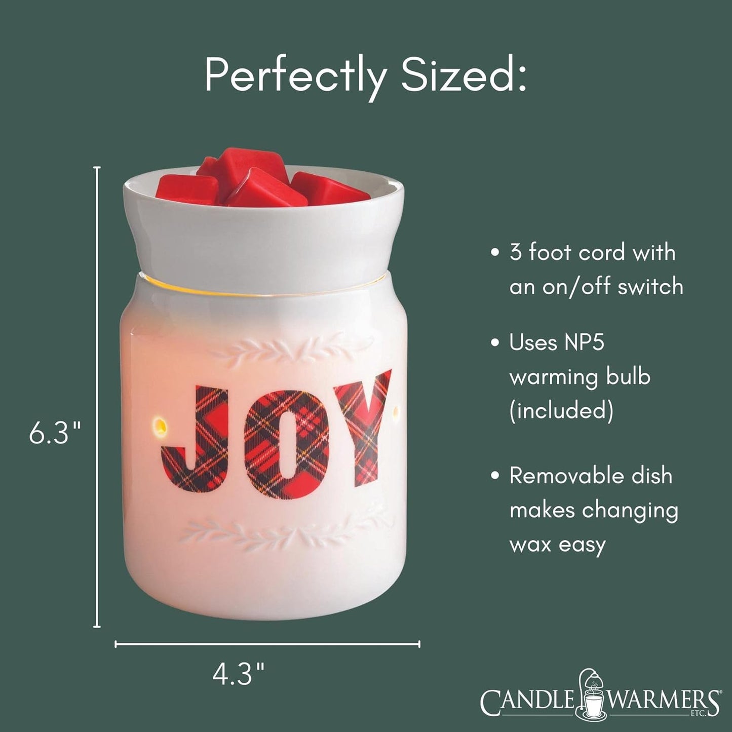 CANDLE WARMERS ETC. Illumination Fragrance Warmer- Light-Up Warmer for Warming Scented Candle Wax Melts and Tarts or Fragrance Oils to Freshen Room, Gothic Skull