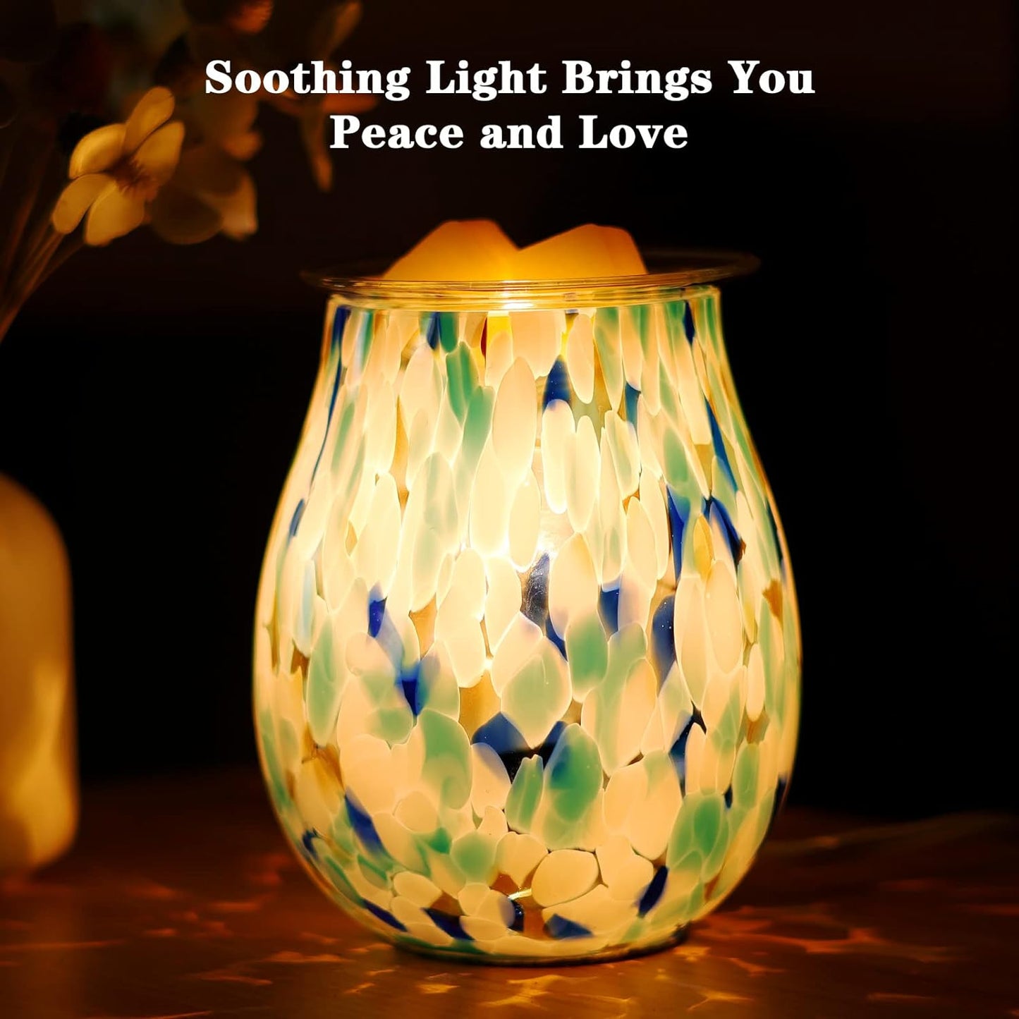 Electric Wax Melts Warmer Burner Essential Oil Warmer Wax Tart Burner Fragrance Night Light Aroma Decorative for Home Office Bedroom Living Room Decor Gifts (Light Green)