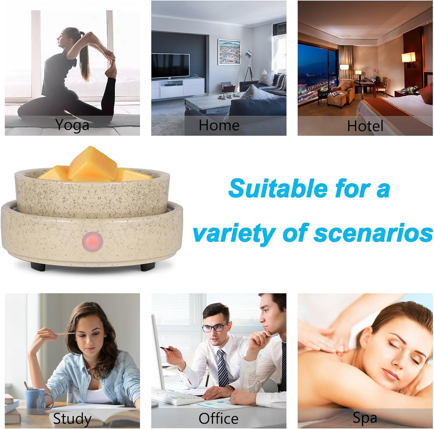 nawaza Ceramic Wax Melt Warmer Fragrance, 3 in1 Electric Candle Wax Warmer,Scented Wax Melt Wax Cubes Melter Fragrance Warmer for Home,Office,Gift(Black)…