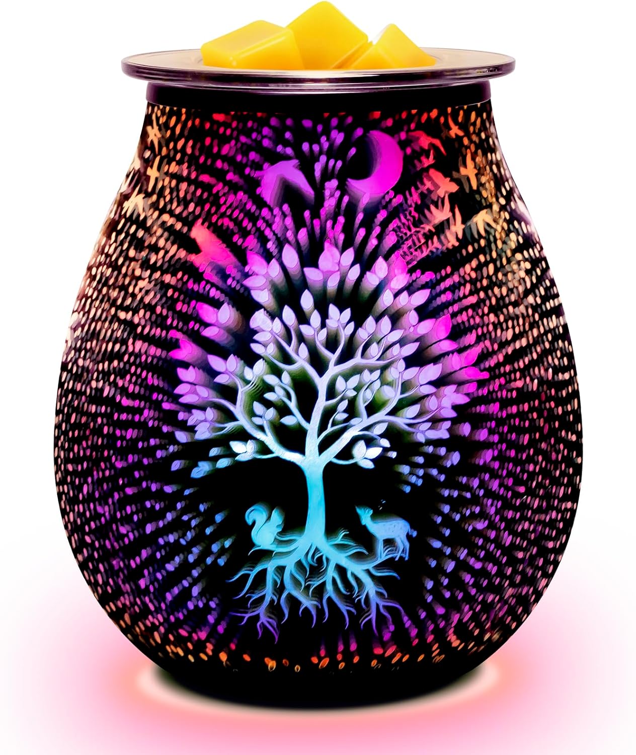 EQUSUPRO Wax Melt Warmer Wax Melter Wax Burner for Scented Wax Electric Fragrance Warmer for Wax Cubes & Tarts, Vivid 3D Design 7 Colors LED Light Gift & Decor for Home Office Studio (Fireworks-PTC)