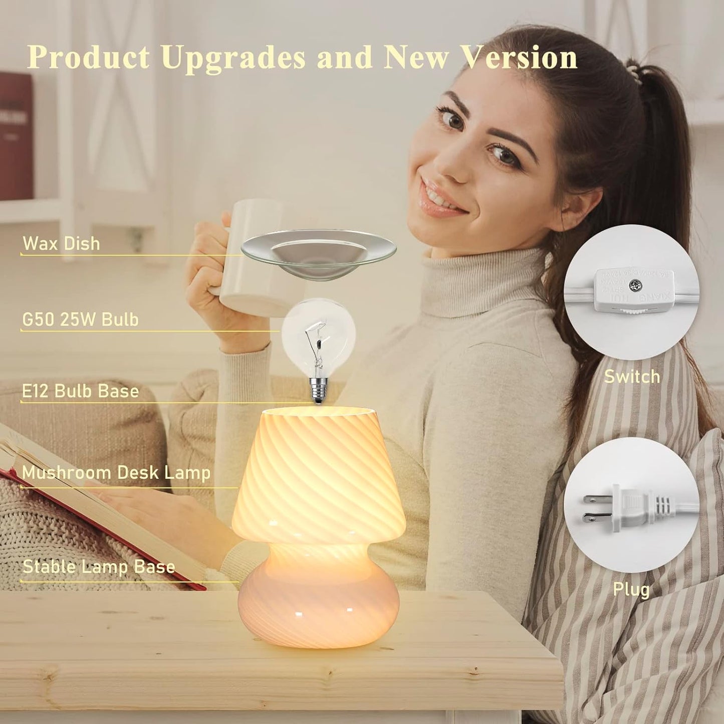 Electric Wax Melts Warmer Burner Essential Oil Warmer Wax Tart Burner Fragrance Night Light Aroma Decorative for Home Office Bedroom Living Room Decor Gifts (Light Green)