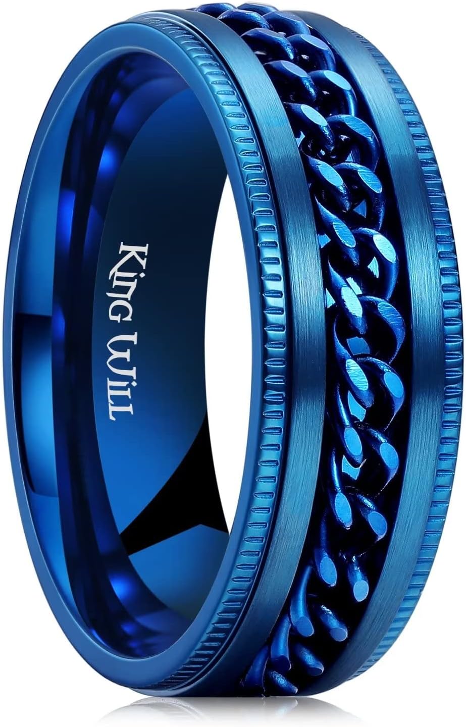 King Will Intertwine 8mm Spinner Ring Stainless Steel Fidget Ring Anxiety Ring for Men Black/Blue/Silver/Gold Fidget Anxiety Ring