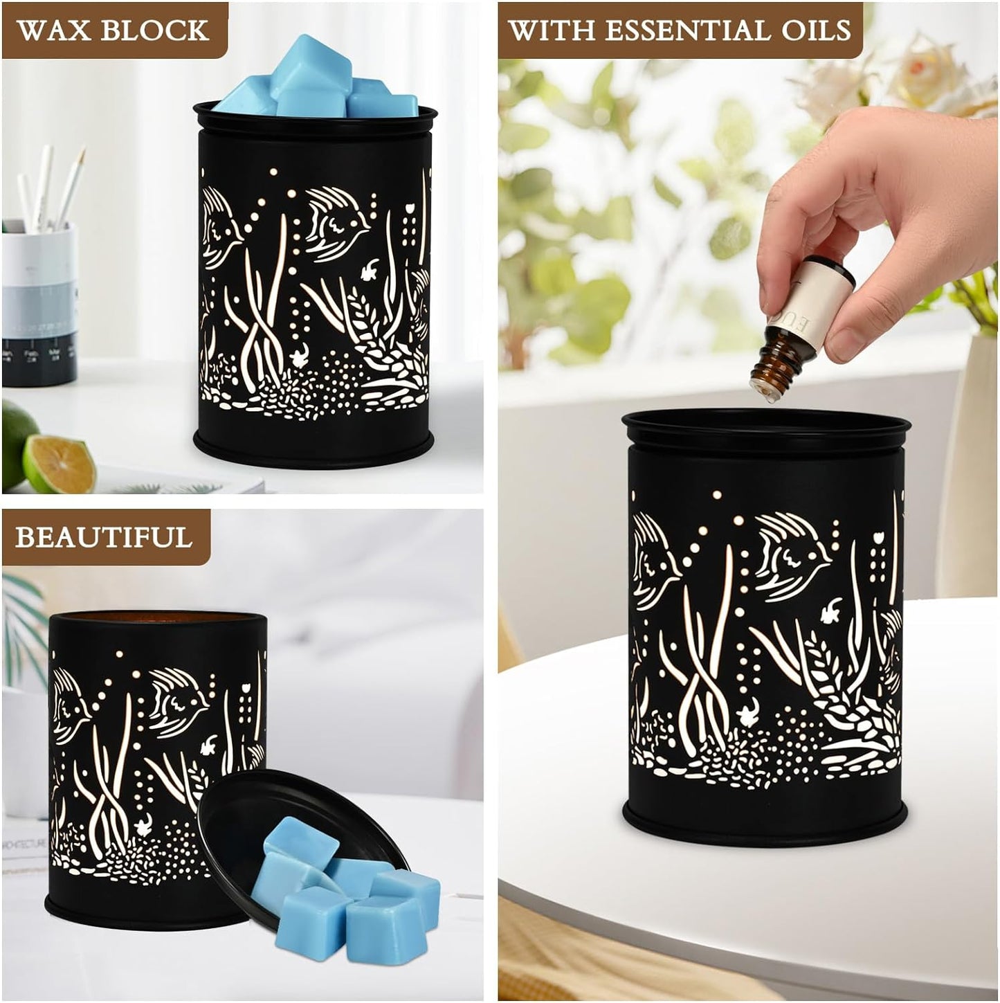 Metal Wax Warmer Electric,Wax melt Warmer,Candle Wax Burner, Candle Warmer,Candle Melter,for Home Office Décor and Gifts for Holiday(Moon/Flower Fairy)…