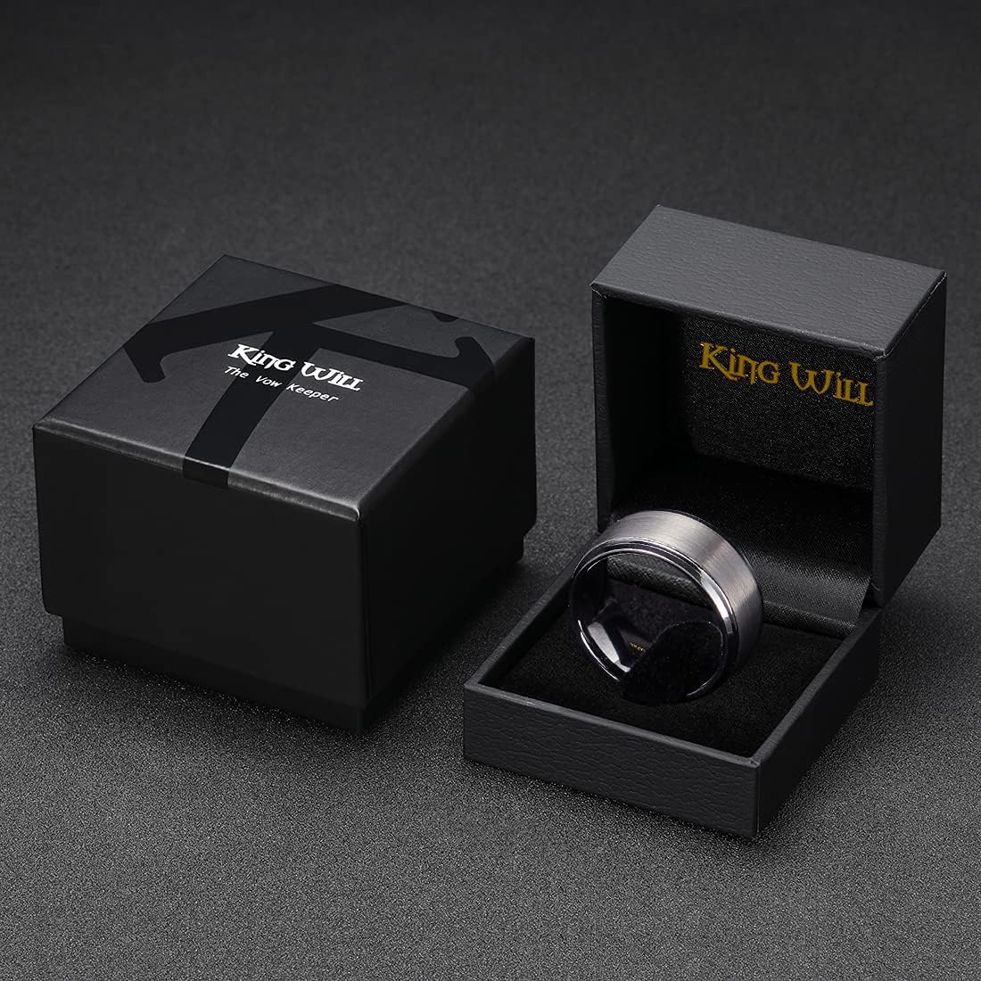 King Will Basic Tungsten Ring for Men 6mm 7mm 8mm 9mm 10mm Silver Blue Tungsten Wedding Band Matte Brushed Finish Comfort Fit