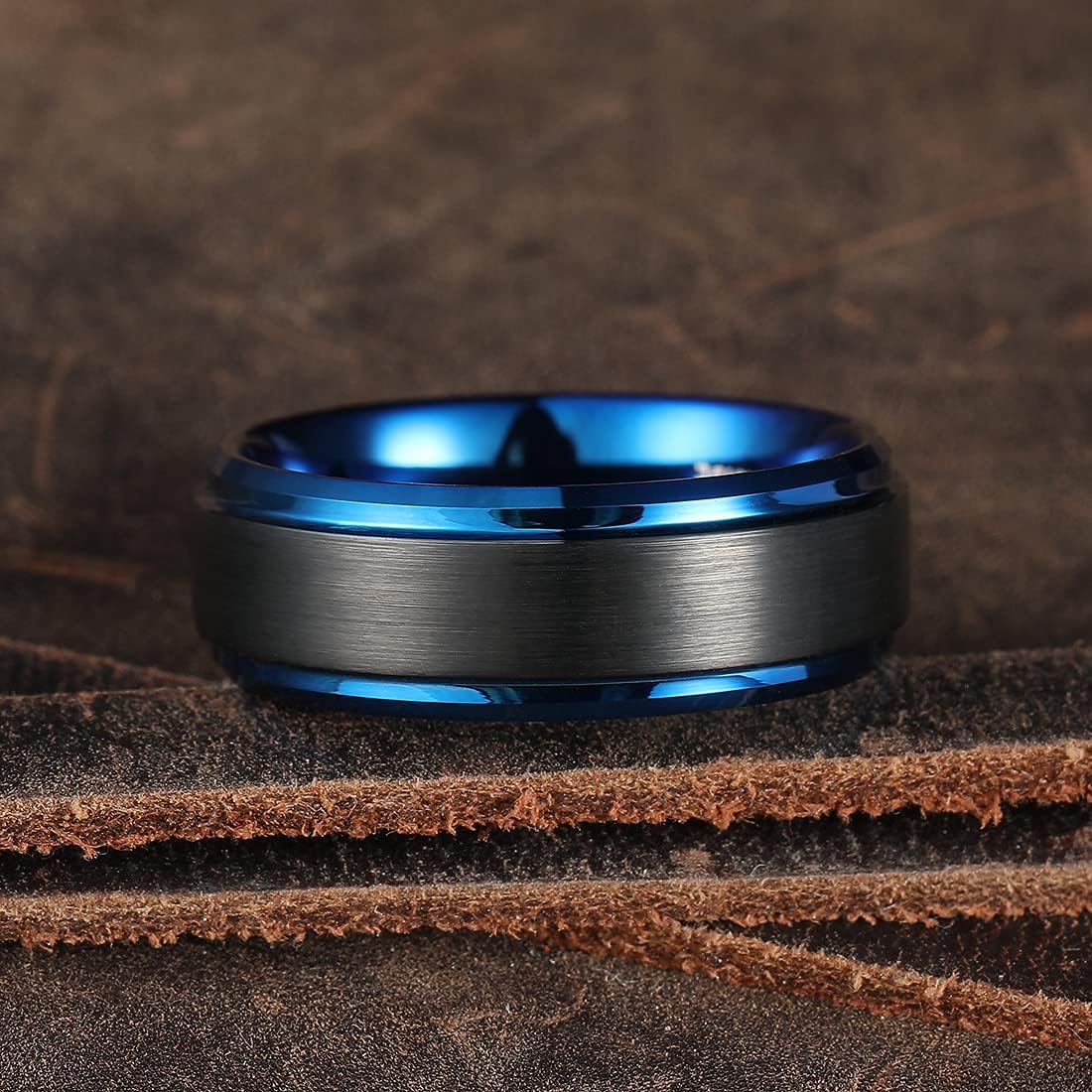 King Will Basic Tungsten Ring for Men 6mm 7mm 8mm 9mm 10mm Silver Blue Tungsten Wedding Band Matte Brushed Finish Comfort Fit