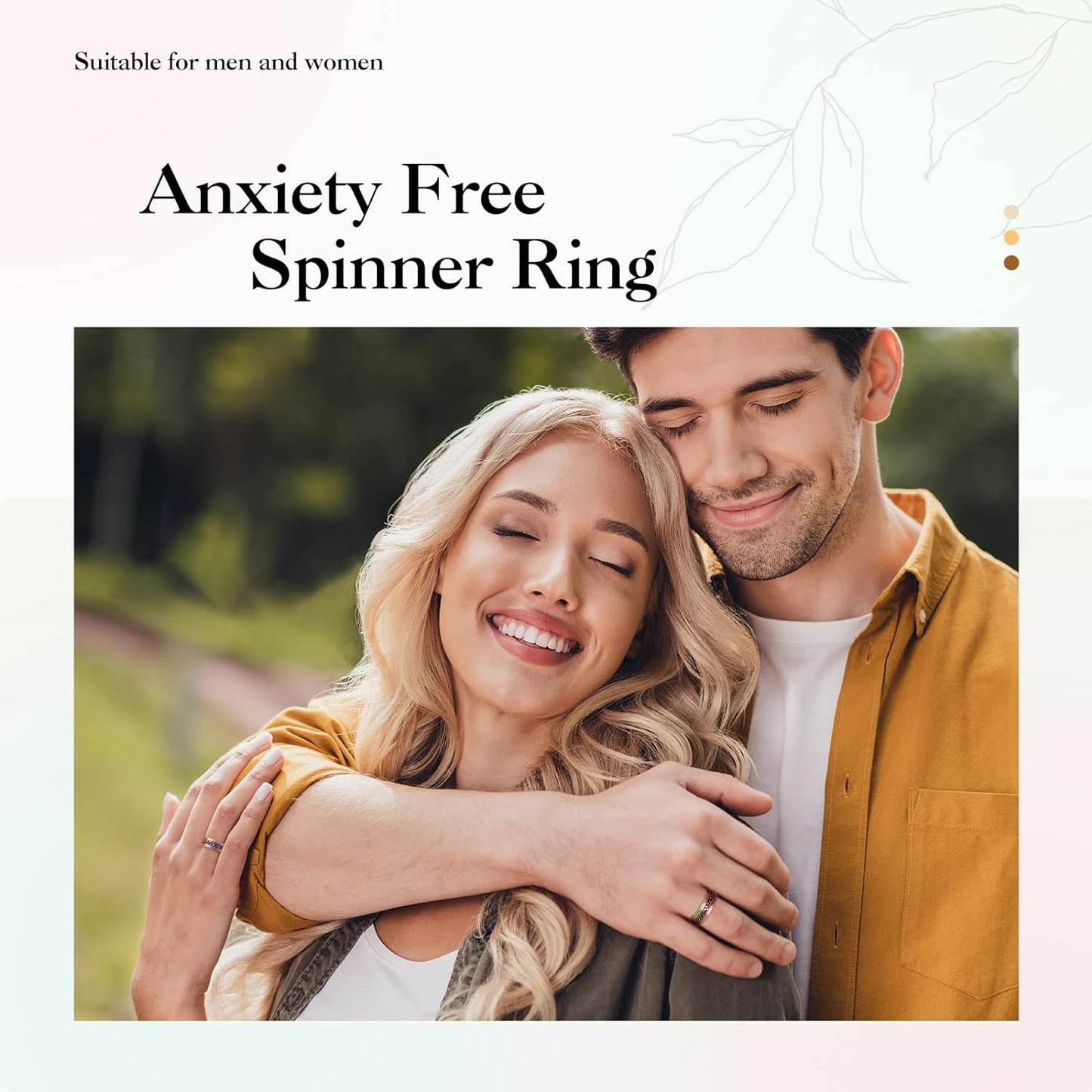 King Will Intertwine 8mm Spinner Ring Stainless Steel Fidget Ring Anxiety Ring for Men Black/Blue/Silver/Gold Fidget Anxiety Ring