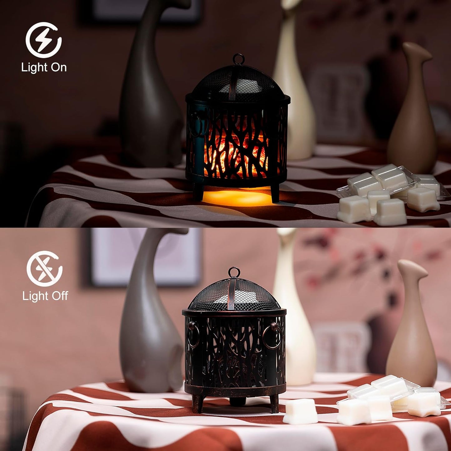 NAFANG Fireplace Wax Warmer,Wax Melt Warmer for Scented Wax Melts and Tarts,Electric Wax Warmer,Candle Wax Burner Fragrance Warmer for Home Decor Spa and Aromatherapy(Dustproof Glass)