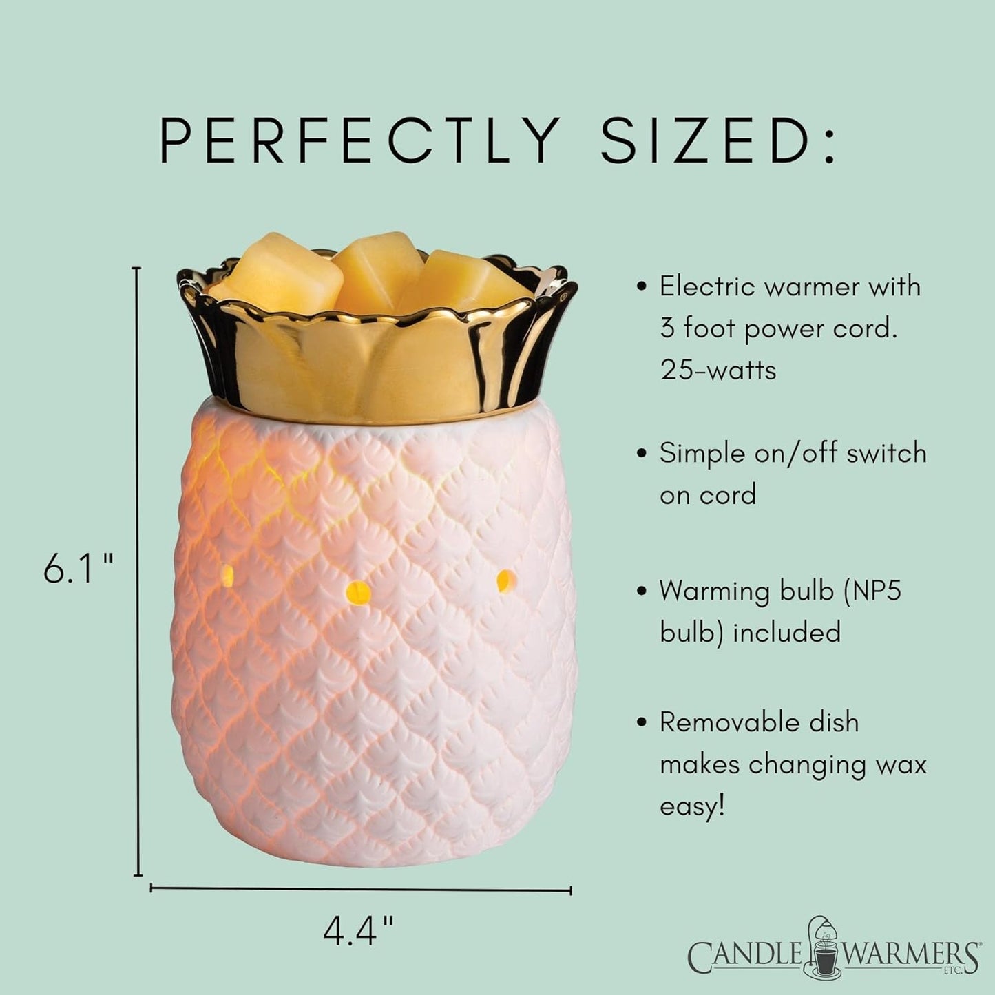 CANDLE WARMERS ETC. Illumination Fragrance Warmer- Light-Up Warmer for Warming Scented Candle Wax Melts and Tarts or Fragrance Oils to Freshen Room, Gothic Skull