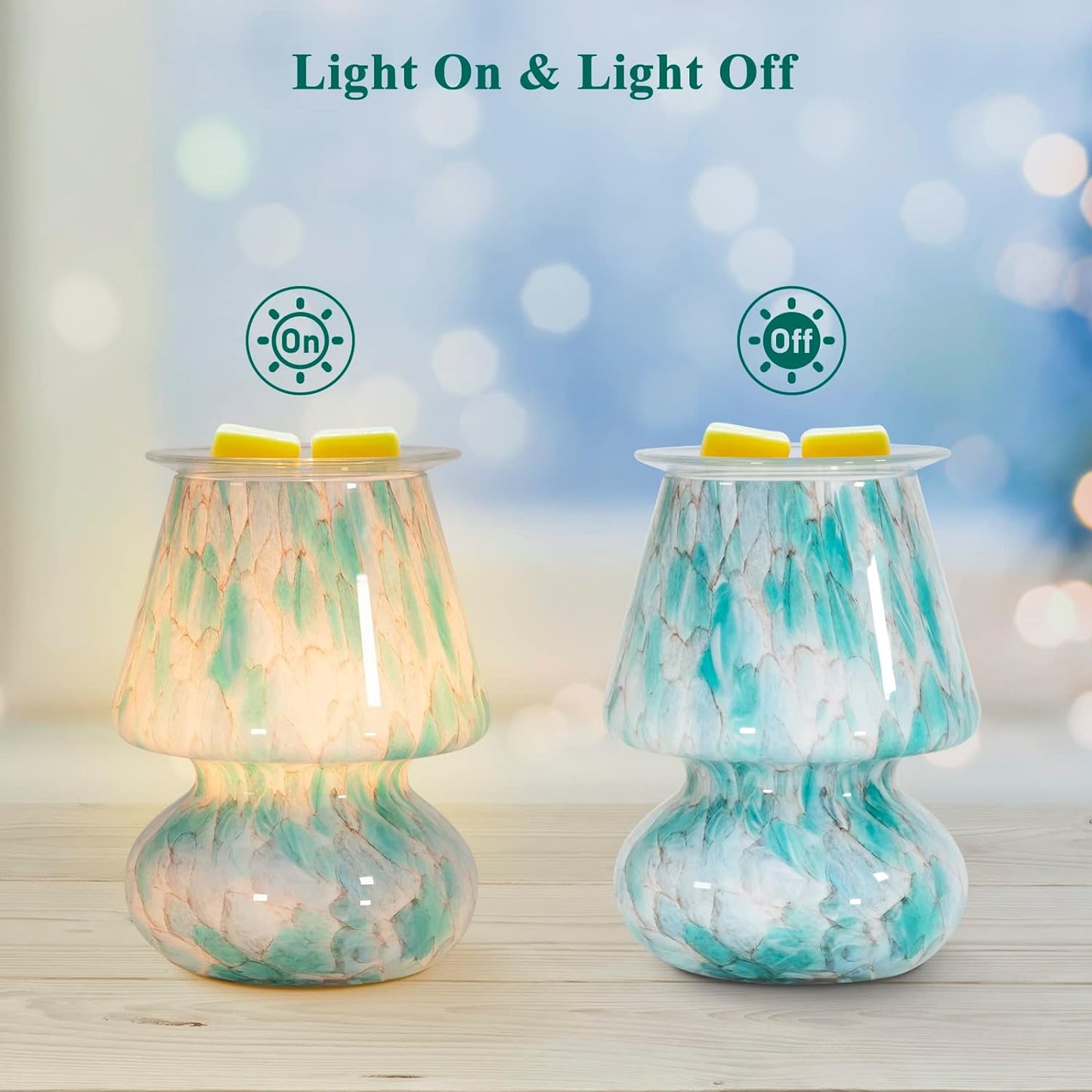 Electric Wax Melts Warmer Burner Essential Oil Warmer Wax Tart Burner Fragrance Night Light Aroma Decorative for Home Office Bedroom Living Room Decor Gifts (Light Green)