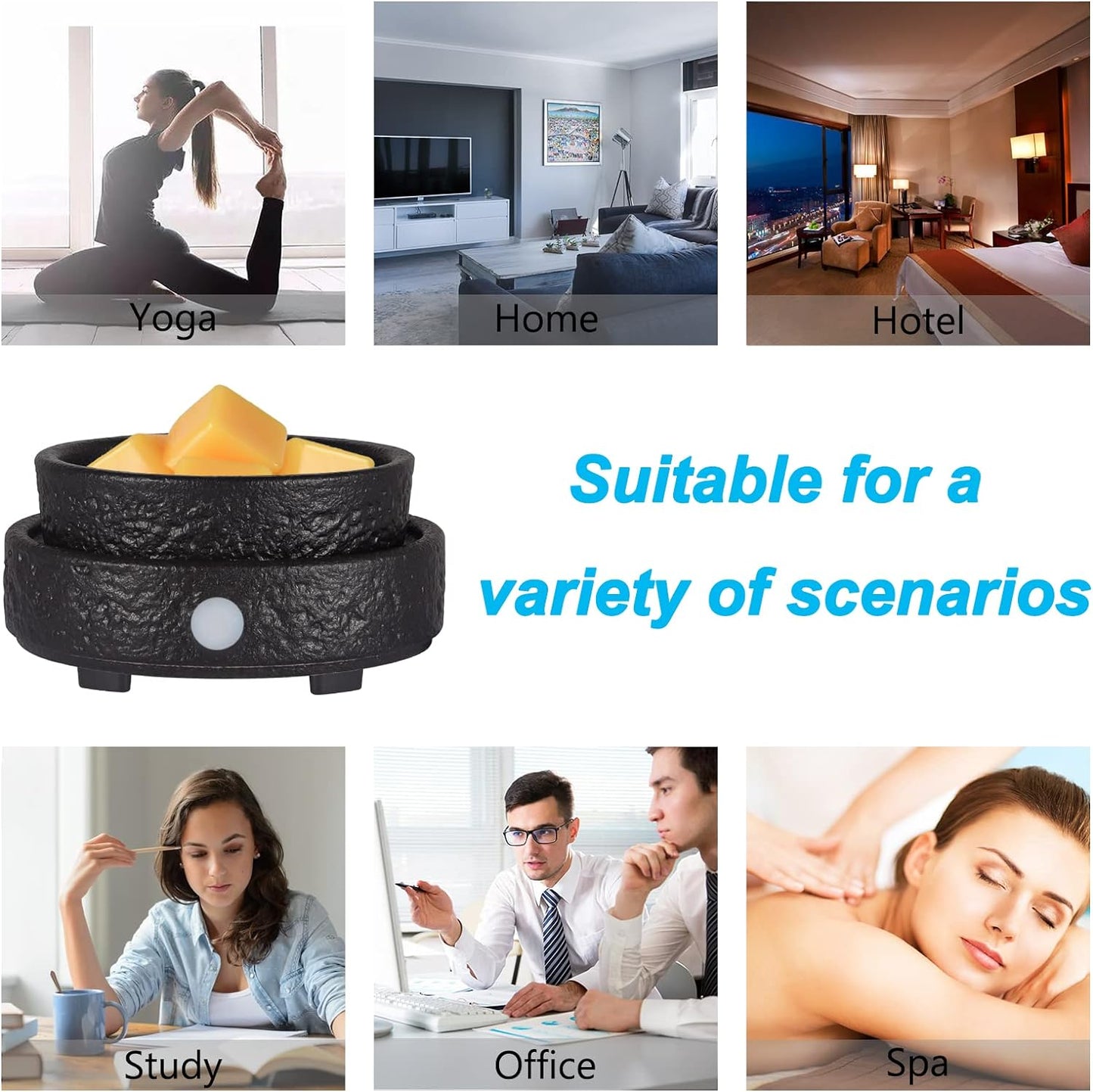 nawaza Ceramic Wax Melt Warmer Fragrance, 3 in1 Electric Candle Wax Warmer,Scented Wax Melt Wax Cubes Melter Fragrance Warmer for Home,Office,Gift(Black)…