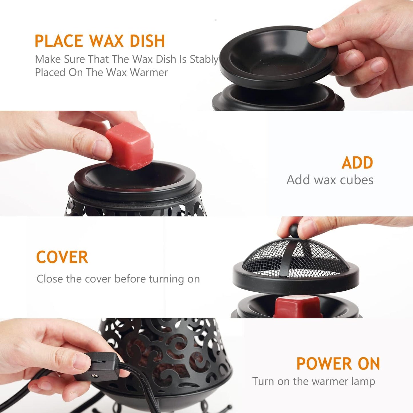 NAFANG Fireplace Wax Warmer,Wax Melt Warmer for Scented Wax Melts and Tarts,Electric Wax Warmer,Candle Wax Burner Fragrance Warmer for Home Decor Spa and Aromatherapy(Dustproof Glass)