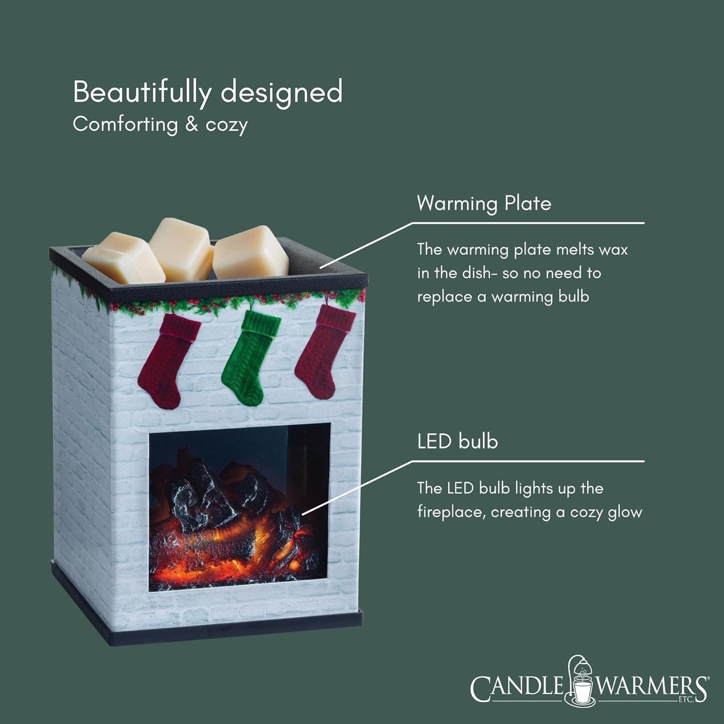 CANDLE WARMERS ETC. Illumination Fragrance Warmer- Light-Up Warmer for Warming Scented Candle Wax Melts and Tarts or Fragrance Oils to Freshen Room, Gothic Skull