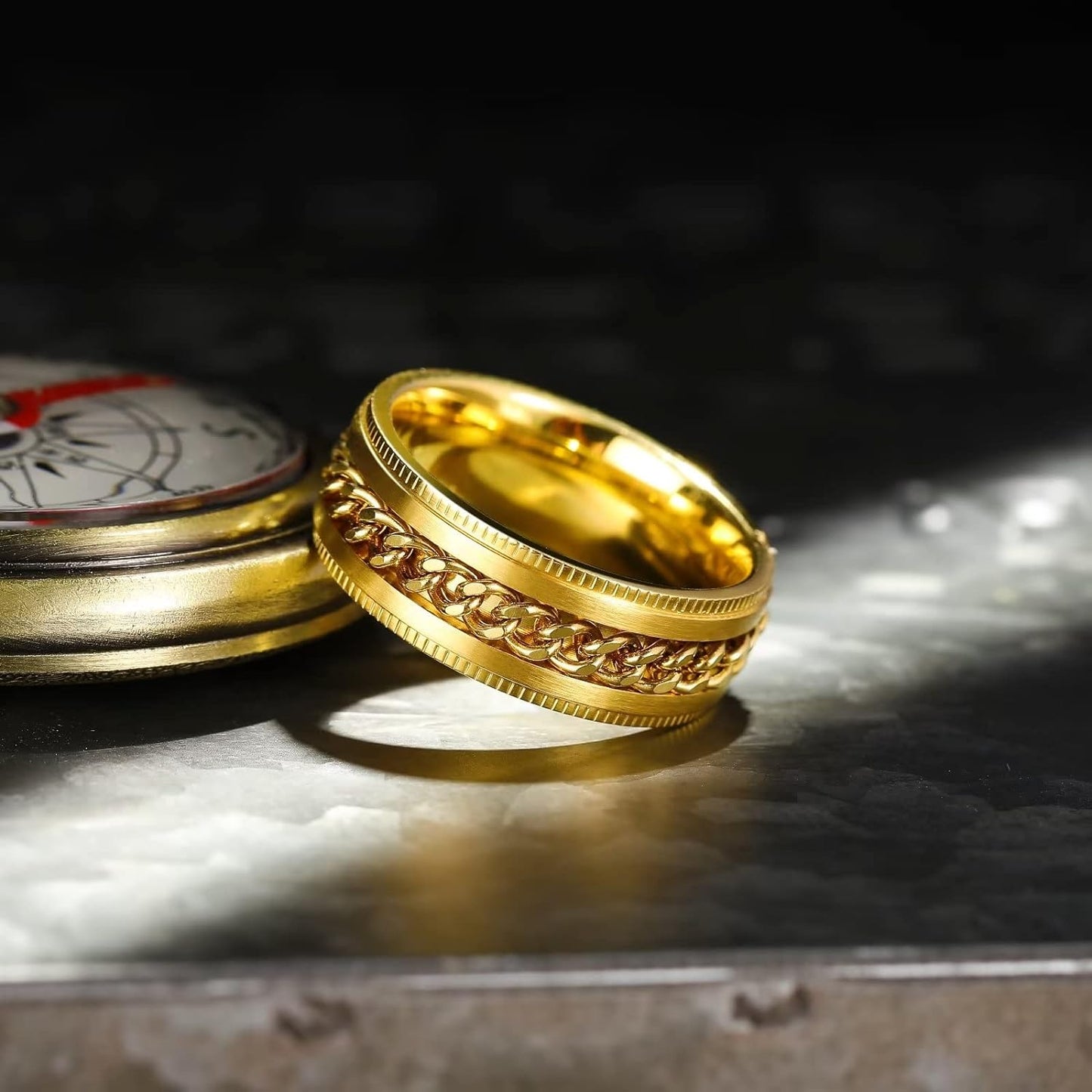 King Will Intertwine 8mm Spinner Ring Stainless Steel Fidget Ring Anxiety Ring for Men Black/Blue/Silver/Gold Fidget Anxiety Ring