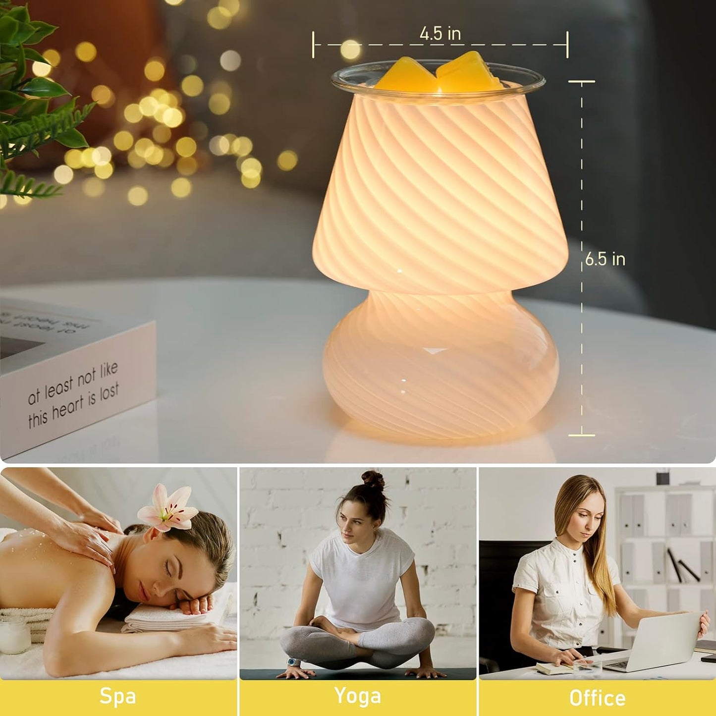 Electric Wax Melts Warmer Burner Essential Oil Warmer Wax Tart Burner Fragrance Night Light Aroma Decorative for Home Office Bedroom Living Room Decor Gifts (Light Green)