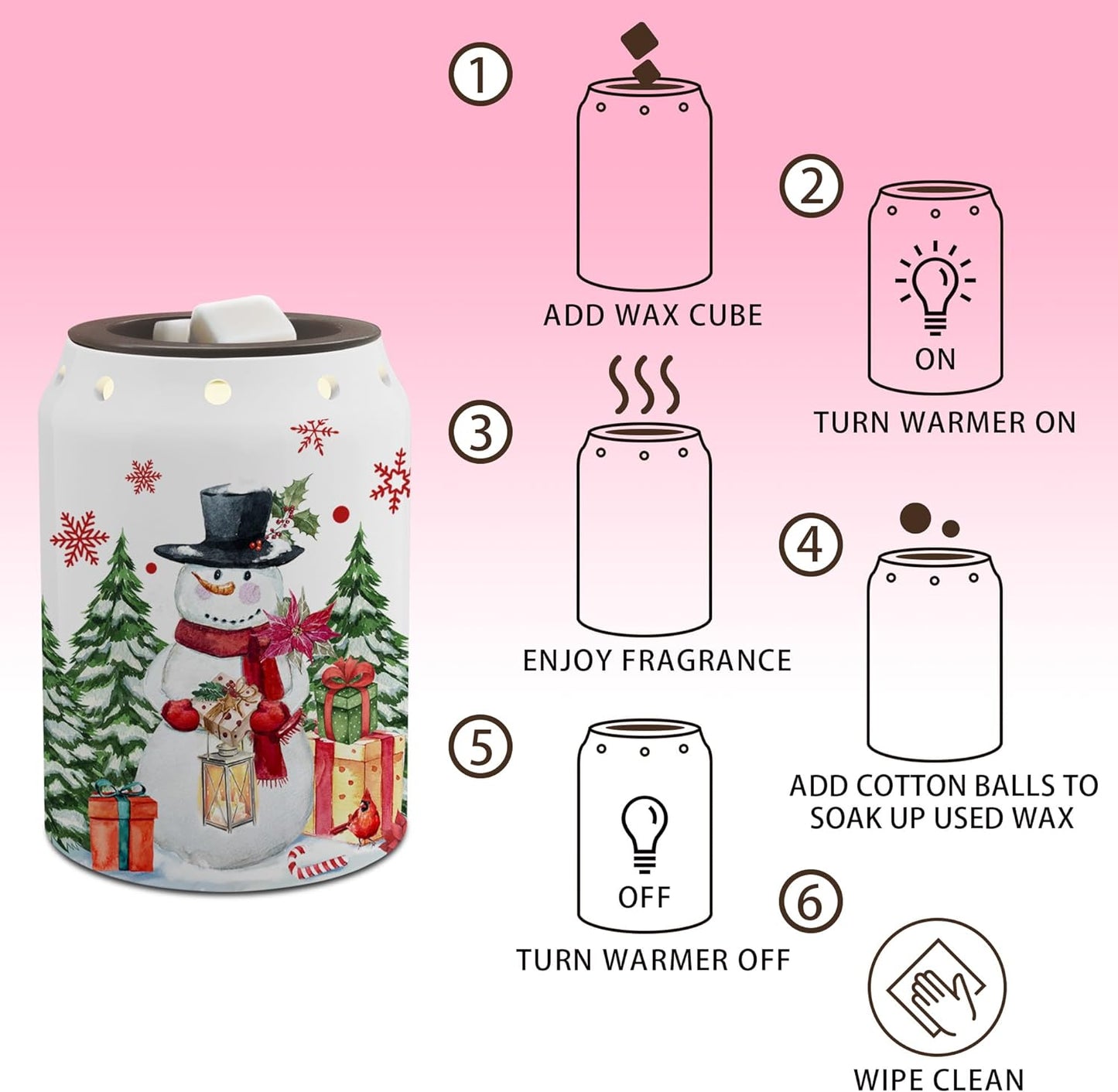 Gnomes Christmas Wax Warmer, Ceramic Wax Melt Warmer for Scented Wax Scent Oil Candle, Electric Scentsy Warmer Christmas Decorations for Living Room Kitchen Bathroom Home, Unique Women Relaxing Gifts