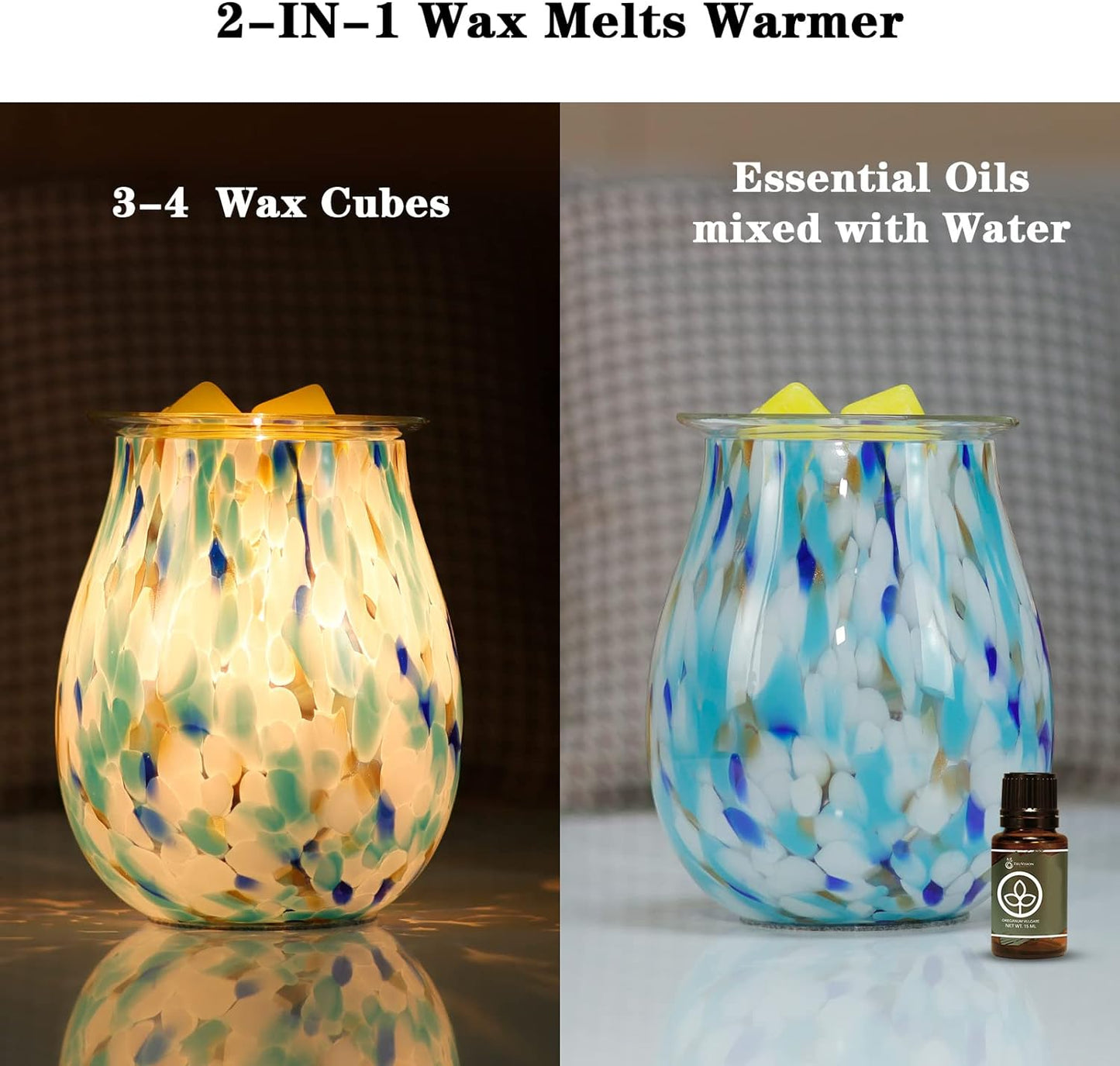 Electric Wax Melts Warmer Burner Essential Oil Warmer Wax Tart Burner Fragrance Night Light Aroma Decorative for Home Office Bedroom Living Room Decor Gifts (Light Green)