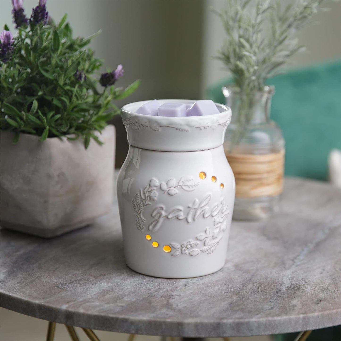 CANDLE WARMERS ETC. Illumination Fragrance Warmer- Light-Up Warmer for Warming Scented Candle Wax Melts and Tarts or Fragrance Oils to Freshen Room, Gothic Skull