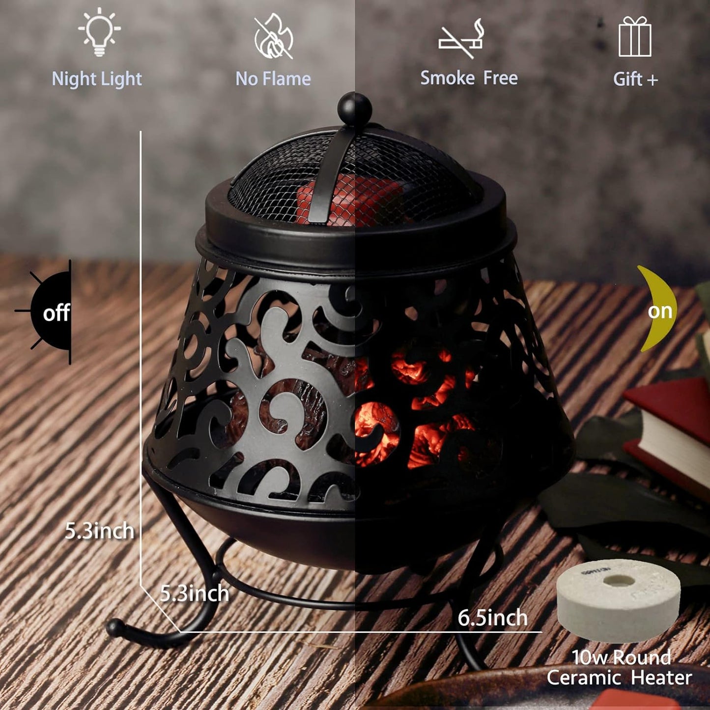 NAFANG Fireplace Wax Warmer,Wax Melt Warmer for Scented Wax Melts and Tarts,Electric Wax Warmer,Candle Wax Burner Fragrance Warmer for Home Decor Spa and Aromatherapy(Dustproof Glass)