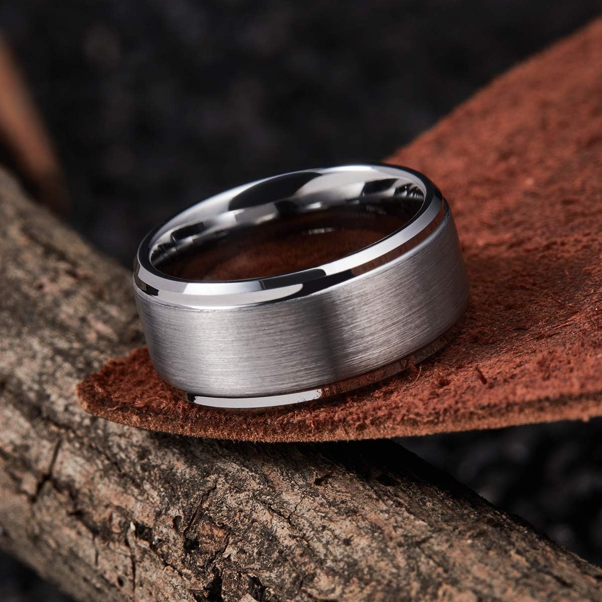 King Will Basic Tungsten Ring for Men 6mm 7mm 8mm 9mm 10mm Silver Blue Tungsten Wedding Band Matte Brushed Finish Comfort Fit