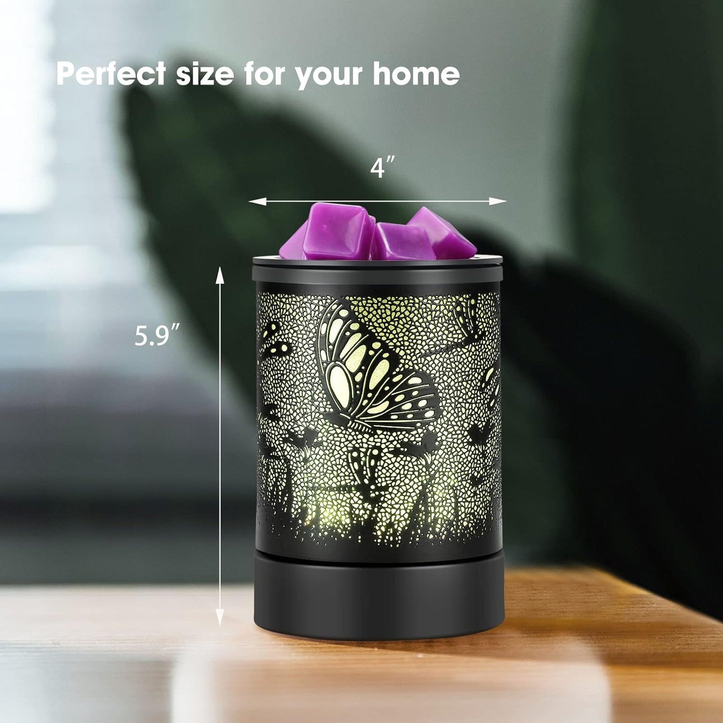 inrorans Sun Moon Star Electric Oil Warmer Black Metal Wax Warmer for Scented Wax with 7 Colors Changing LED nightLight PTC Element Reusable Silicone Liner Scented Wax Warmer for Home Decor…