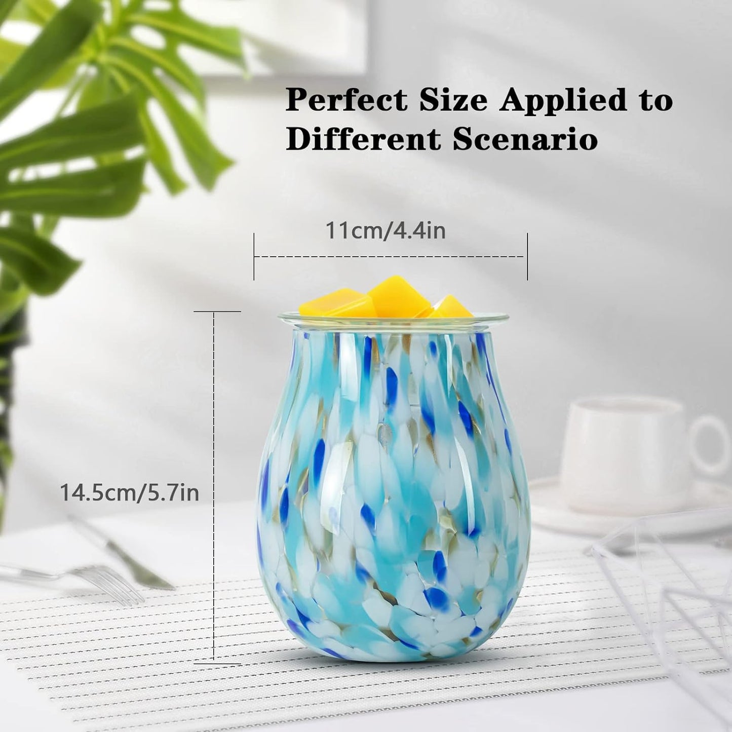 Electric Wax Melts Warmer Burner Essential Oil Warmer Wax Tart Burner Fragrance Night Light Aroma Decorative for Home Office Bedroom Living Room Decor Gifts (Light Green)