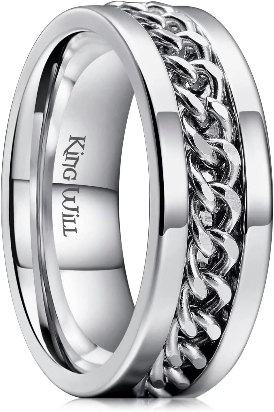 King Will Intertwine 8mm Spinner Ring Stainless Steel Fidget Ring Anxiety Ring for Men Black/Blue/Silver/Gold Fidget Anxiety Ring