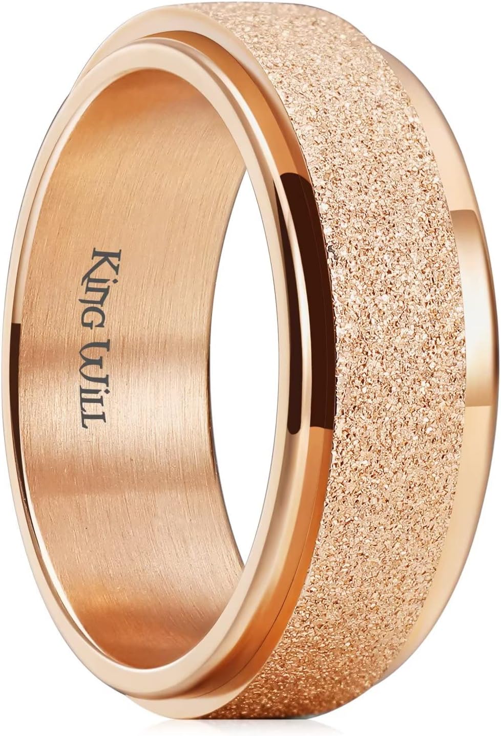 King Will Mens Fidget Ring Black/Gold/Rose Gold/Rainbow 8mm Stainless Steel Ring Spinner Ring For Men Women Stress Anxiety Relief Rotating Ring Finger Teens Toy Moon Sun Star/Triple Moon/Sand Blasted Comfort Fit For Unisex Adults
