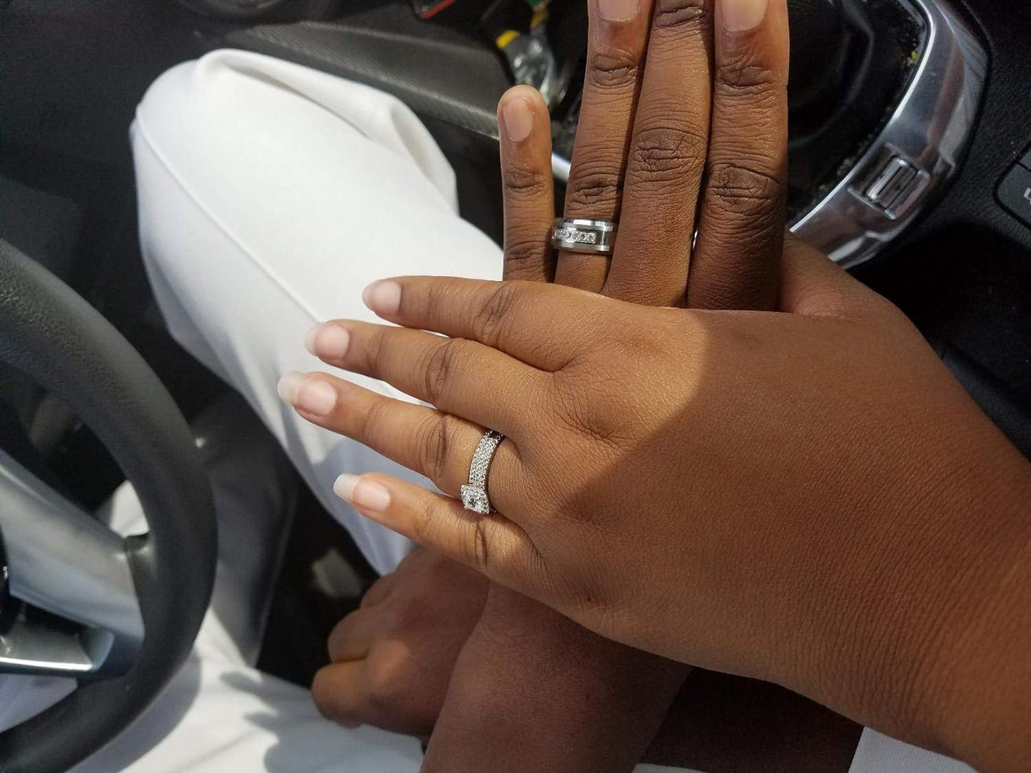 King Will GEM Mens 8mm Black Polished Finish Tungsten Carbide Ring Cubic Zircon Stones Flat Style