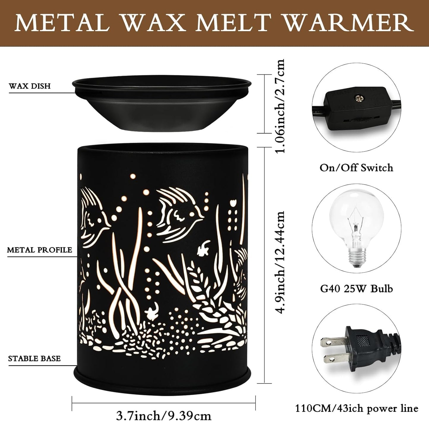 Metal Wax Warmer Electric,Wax melt Warmer,Candle Wax Burner, Candle Warmer,Candle Melter,for Home Office Décor and Gifts for Holiday(Moon/Flower Fairy)…