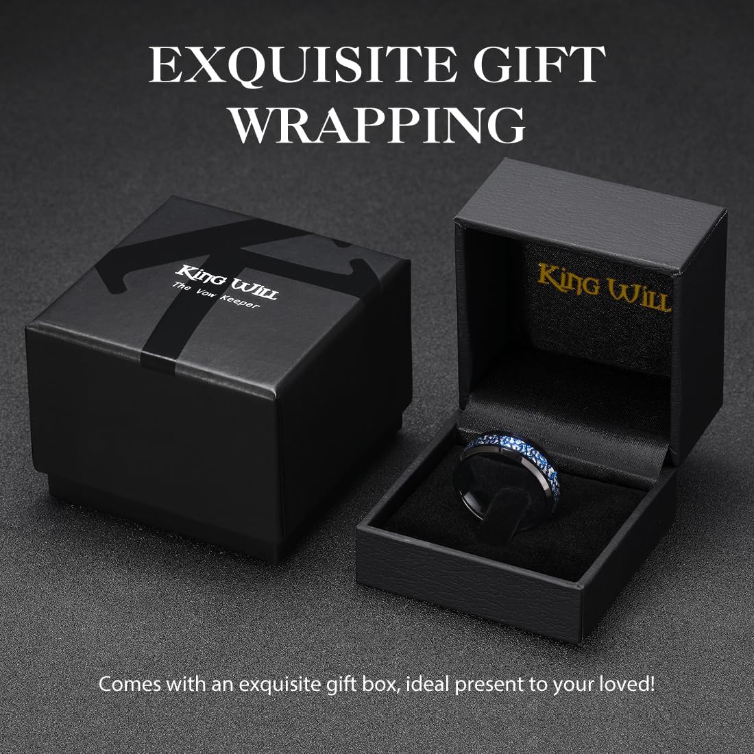 King Will Classic Tungsten Carbide Ring Silver/Black/Red/Green Inlay Celtic Knot 6mm/8mm Wedding Band for Men Engagement Ring Comfort Fit