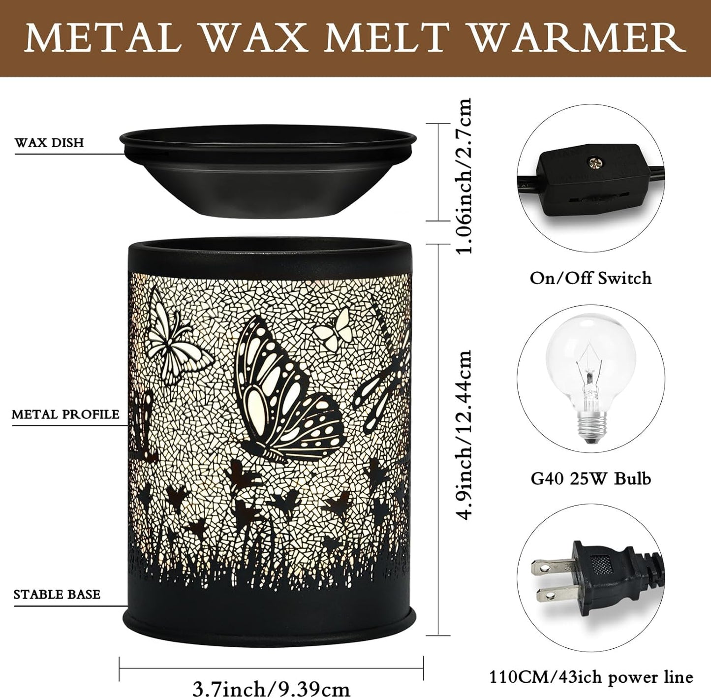 Metal Wax Warmer Electric,Wax melt Warmer,Candle Wax Burner, Candle Warmer,Candle Melter,for Home Office Décor and Gifts for Holiday(Moon/Flower Fairy)…