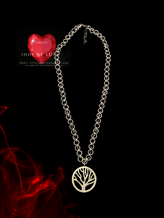 Tree of Life Amethyst Beaded Chainmail Necklace