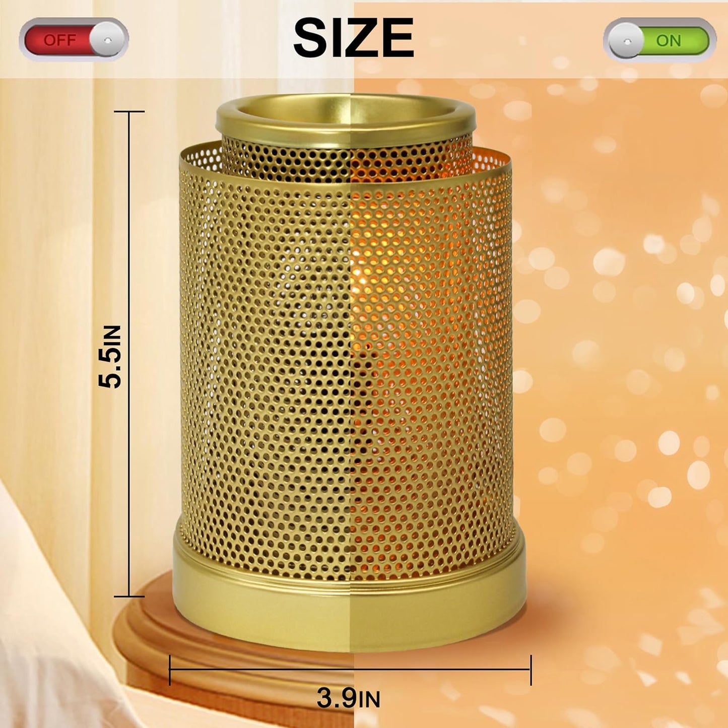 CVHOMEDECO. Electric Wax Melt Warmer Punched Stars Metal Tart Warmer Decorative Candle Warmer Burner for Scented Candles, Wax Melts and Tarts to Freshen Room, Idea for Home/Office Decor., Black