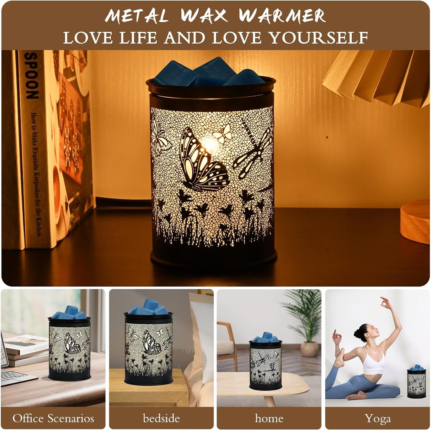 Metal Wax Warmer Electric,Wax melt Warmer,Candle Wax Burner, Candle Warmer,Candle Melter,for Home Office Décor and Gifts for Holiday(Moon/Flower Fairy)…
