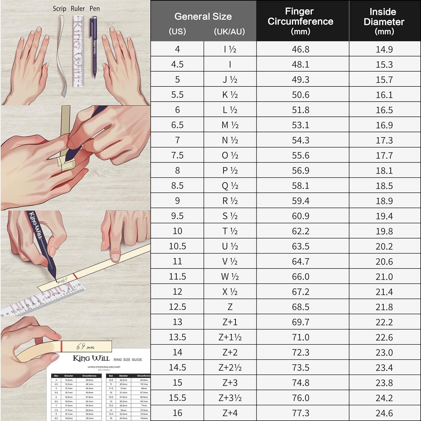 King Will GEM Mens 8mm Black Polished Finish Tungsten Carbide Ring Cubic Zircon Stones Flat Style