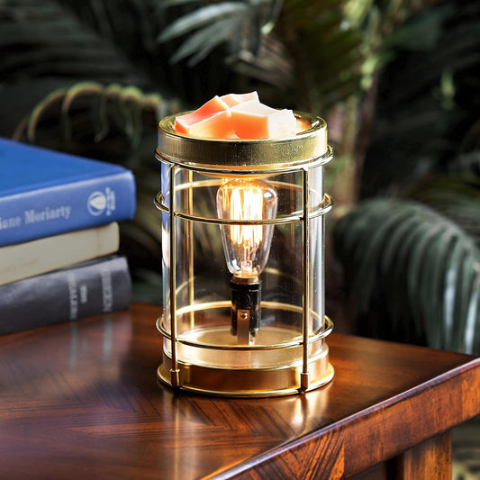 Vintage Bulb Electric Candle Wax Warmer with Timer | Gold Plug in Fragrance Warmer for Scented Wax Melts, Cubes, Tarts | Air Freshener Set for Rustic Home Décor, Office, Gifts