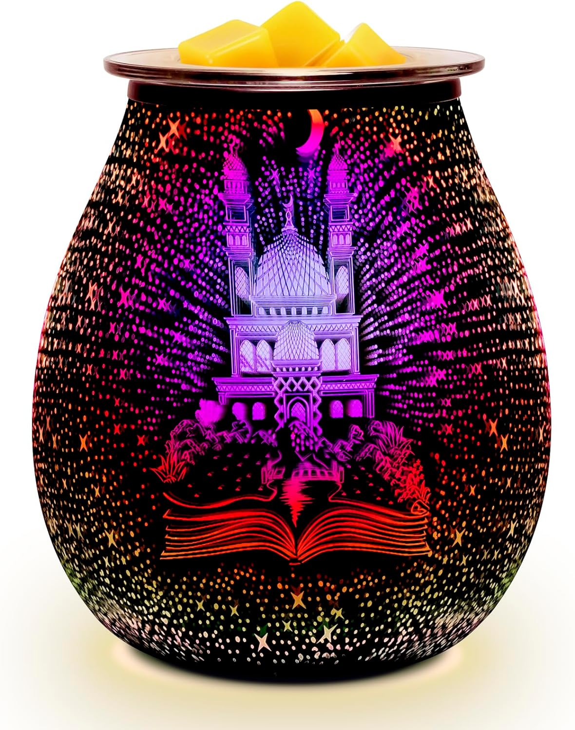 EQUSUPRO Wax Melt Warmer Wax Melter Wax Burner for Scented Wax Electric Fragrance Warmer for Wax Cubes & Tarts, Vivid 3D Design 7 Colors LED Light Gift & Decor for Home Office Studio (Fireworks-PTC)