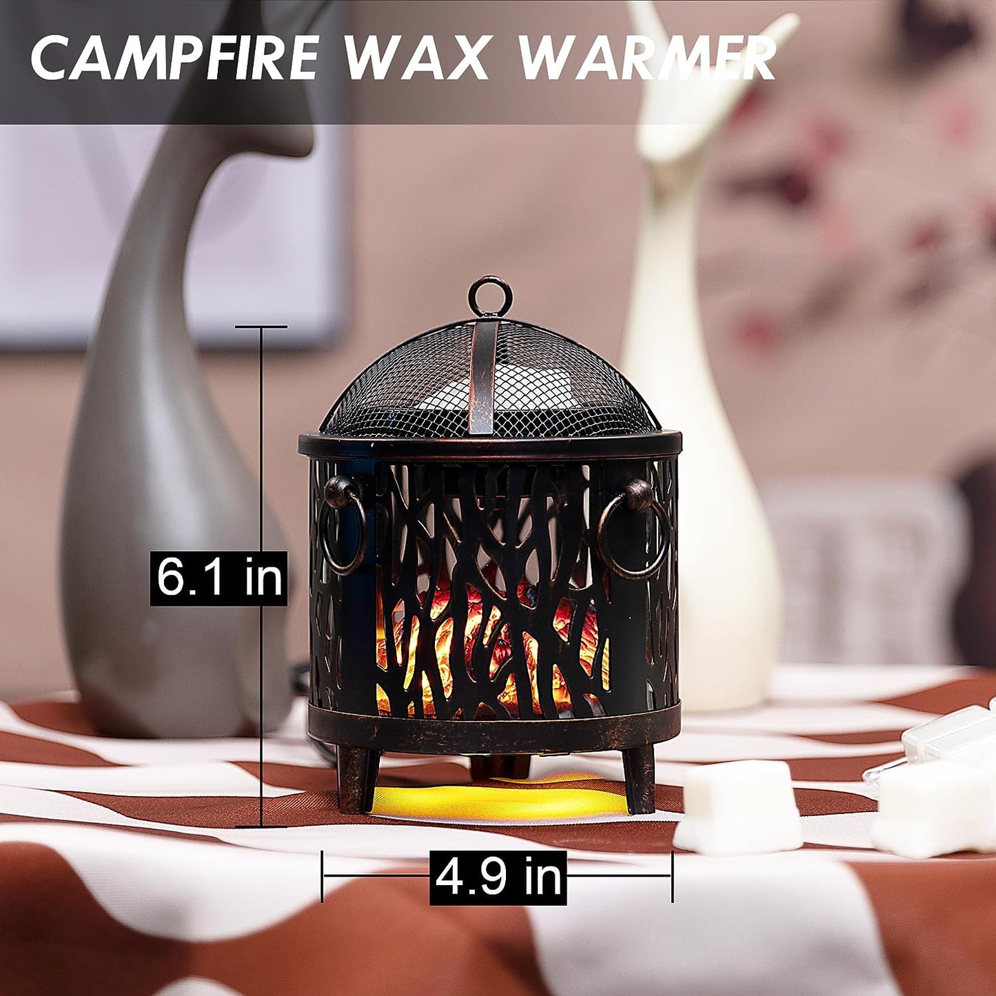 NAFANG Fireplace Wax Warmer,Wax Melt Warmer for Scented Wax Melts and Tarts,Electric Wax Warmer,Candle Wax Burner Fragrance Warmer for Home Decor Spa and Aromatherapy(Dustproof Glass)