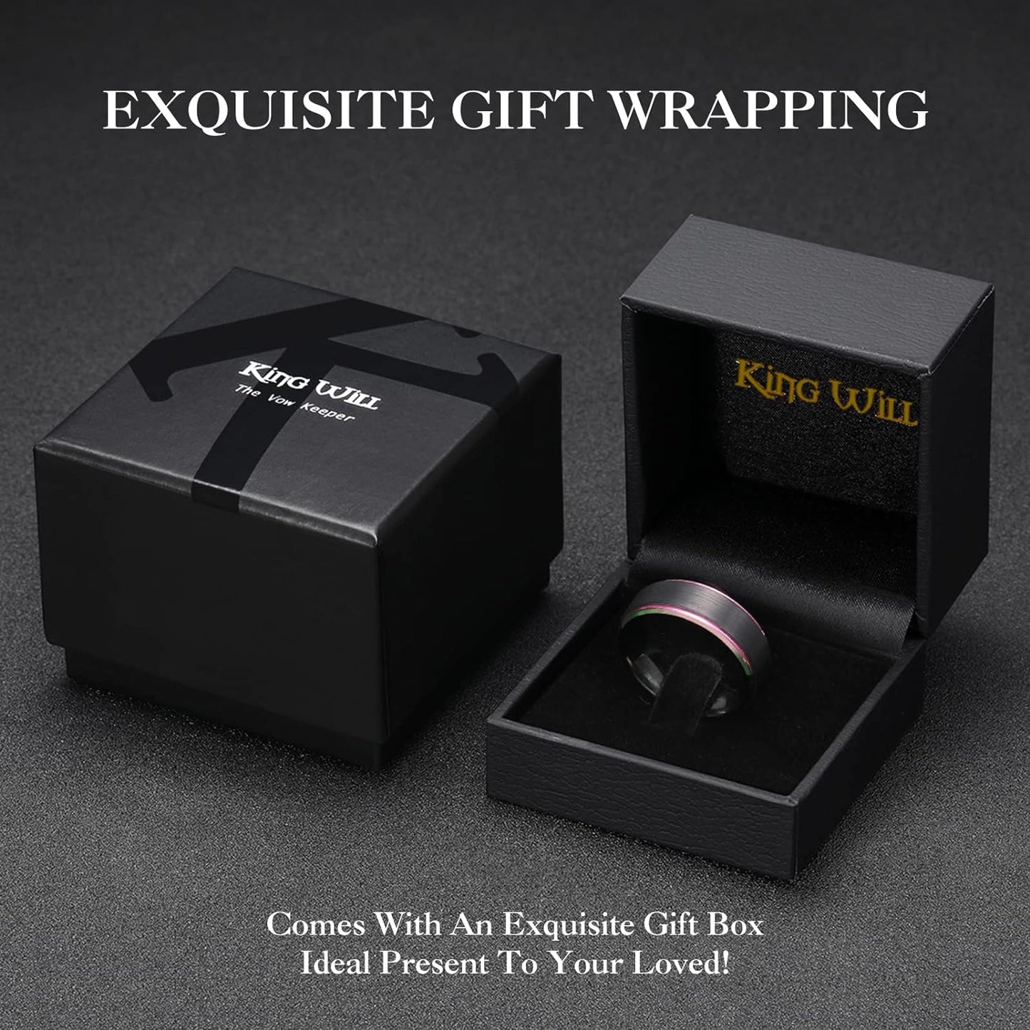 King Will Duo 8mm/10mm Mens Brushed Tungsten Carbide Wedding Band Ring Polish Finished Comfort Fit Black/Silver/Blue/Gold/Rose Gold