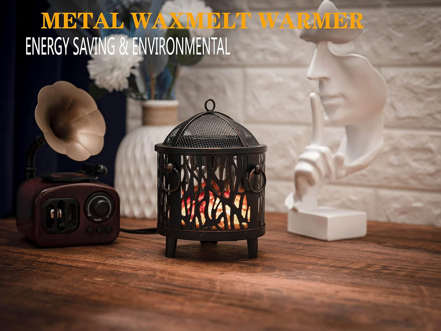 NAFANG Fireplace Wax Warmer,Wax Melt Warmer for Scented Wax Melts and Tarts,Electric Wax Warmer,Candle Wax Burner Fragrance Warmer for Home Decor Spa and Aromatherapy(Dustproof Glass)