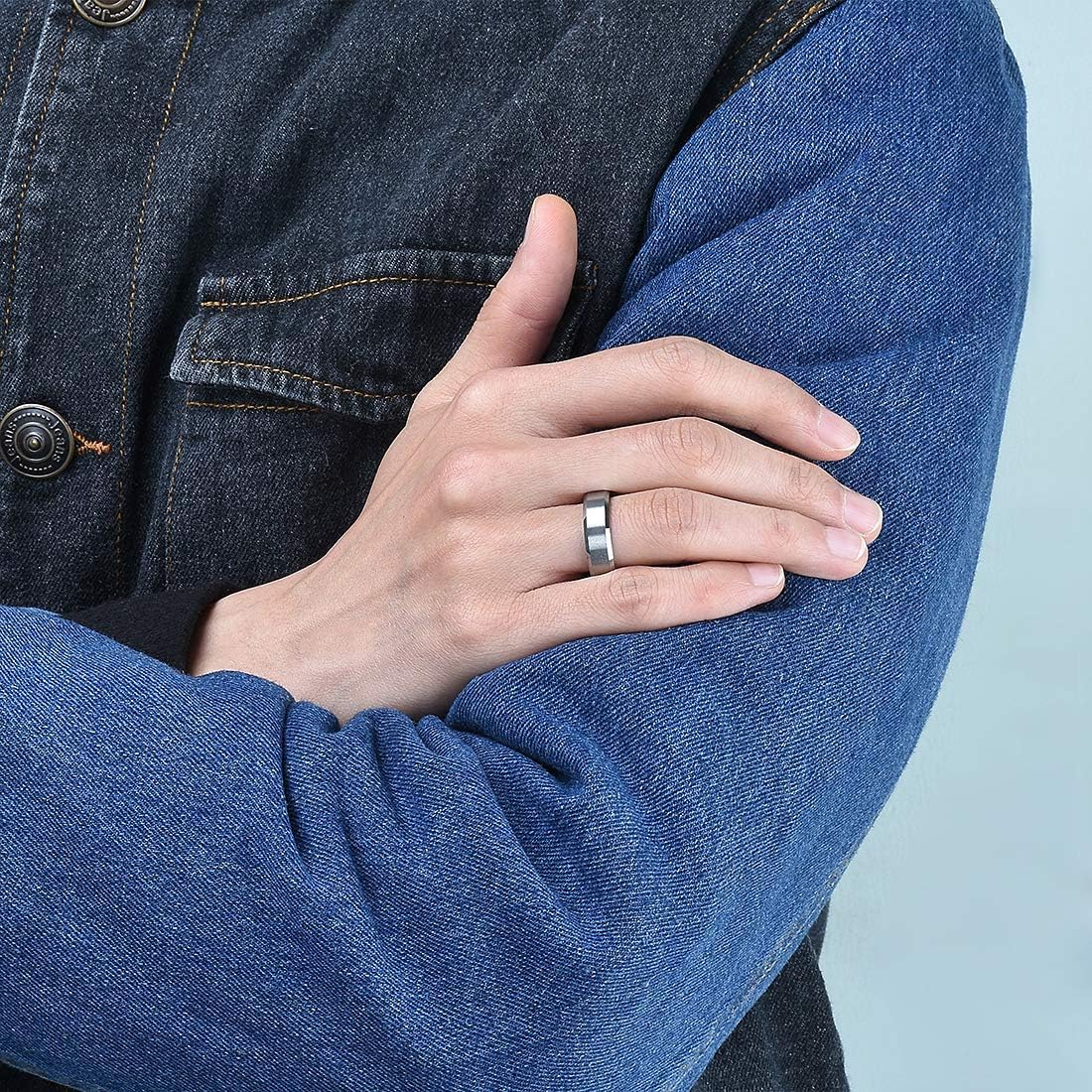 King Will Basic 6mm 7mm 8mm 9mm 10mm Men Wedding Black/Silver Tungsten Ring Matte Finish Beveled Polished Edge Comfort Fit