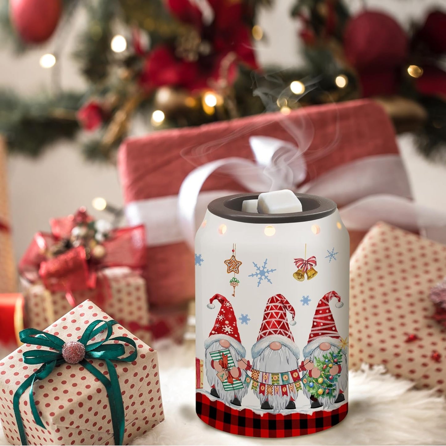 Gnomes Christmas Wax Warmer, Ceramic Wax Melt Warmer for Scented Wax Scent Oil Candle, Electric Scentsy Warmer Christmas Decorations for Living Room Kitchen Bathroom Home, Unique Women Relaxing Gifts