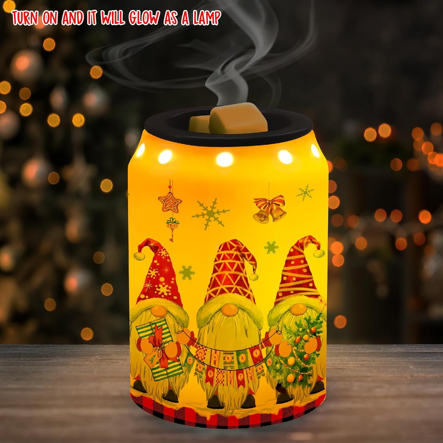 Gnomes Christmas Wax Warmer, Ceramic Wax Melt Warmer for Scented Wax Scent Oil Candle, Electric Scentsy Warmer Christmas Decorations for Living Room Kitchen Bathroom Home, Unique Women Relaxing Gifts