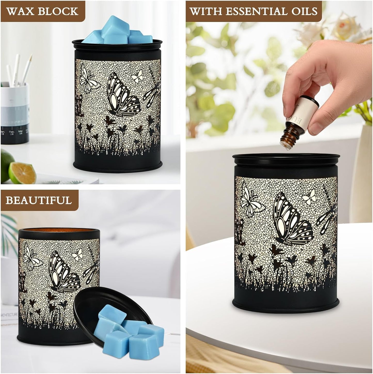 Metal Wax Warmer Electric,Wax melt Warmer,Candle Wax Burner, Candle Warmer,Candle Melter,for Home Office Décor and Gifts for Holiday(Moon/Flower Fairy)…