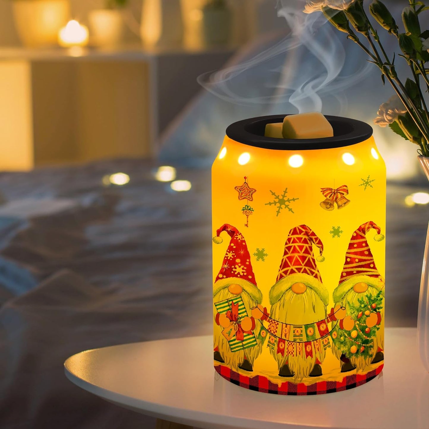Gnomes Christmas Wax Warmer, Ceramic Wax Melt Warmer for Scented Wax Scent Oil Candle, Electric Scentsy Warmer Christmas Decorations for Living Room Kitchen Bathroom Home, Unique Women Relaxing Gifts
